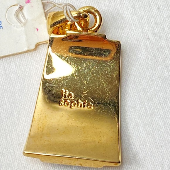 Lia Sophia Pendant Gold Tone Black Enamel Sleek Minimalist - Picture 6 of 7